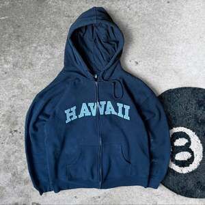 Vintage 2000s Hawaii Zip-Up Hoodie, Off Black, Size Medium — Y2K Baggy Fit